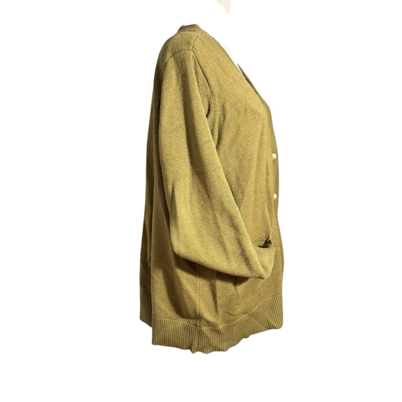 Womens XXL My Danielle Olive Green Cardigan Sweater Pearl embellishments pockets - Picture 3 of 8